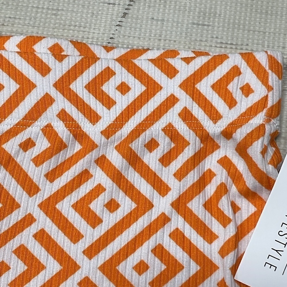 Ces Femme Pants Womens Medium Orange You Glad NWT Pattern Bootcut Geometric - Picture 6 of 11